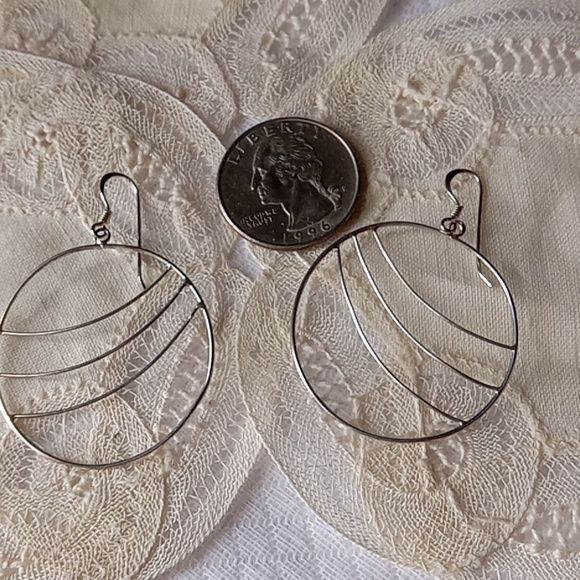 FREE W BUNDLE!Earrings, Sterling, Handmade, Abstract, Stamped Wires - Picture 4 of 4